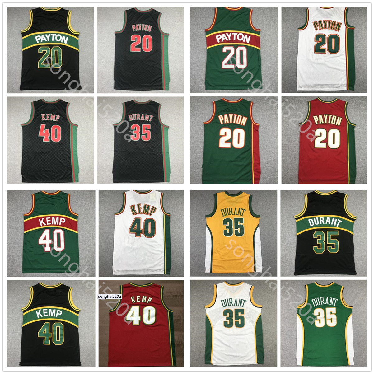 

Seattle''Supersonics''Basketball Shawn Kemp Gary Payton Kevin Durant Ray Allen Detlef, Black