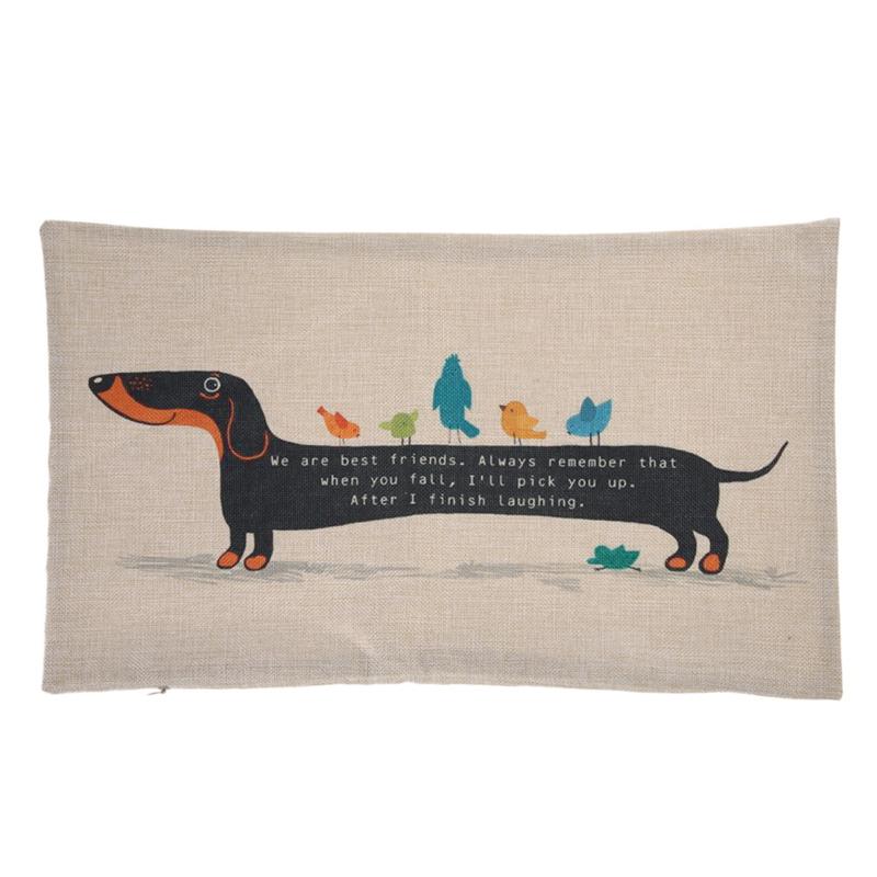 Pillow Case Creative Cartoon Dachshund Thick Linen Cotton Pillowcases Animal Sausage Dogs Cover 30*50cm-image-759613539
