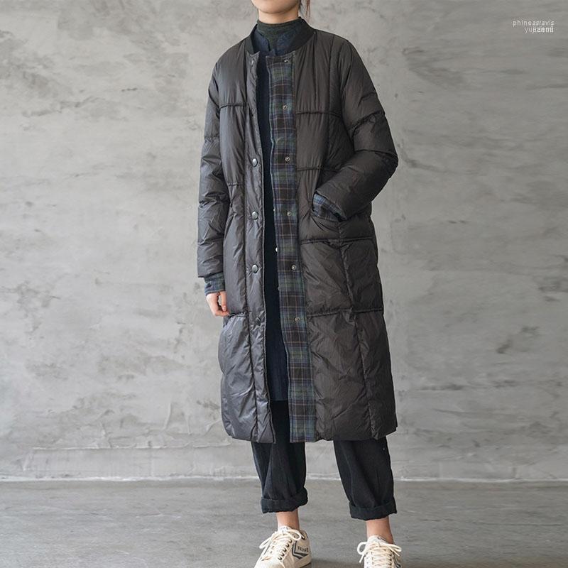 

Women's Down & Parkas Johnature 2022 Fashion Patchwork Plaid Warm Thickened Winter Coat Loose Comfortable All-match Women Long Coat1 Phin22, Black