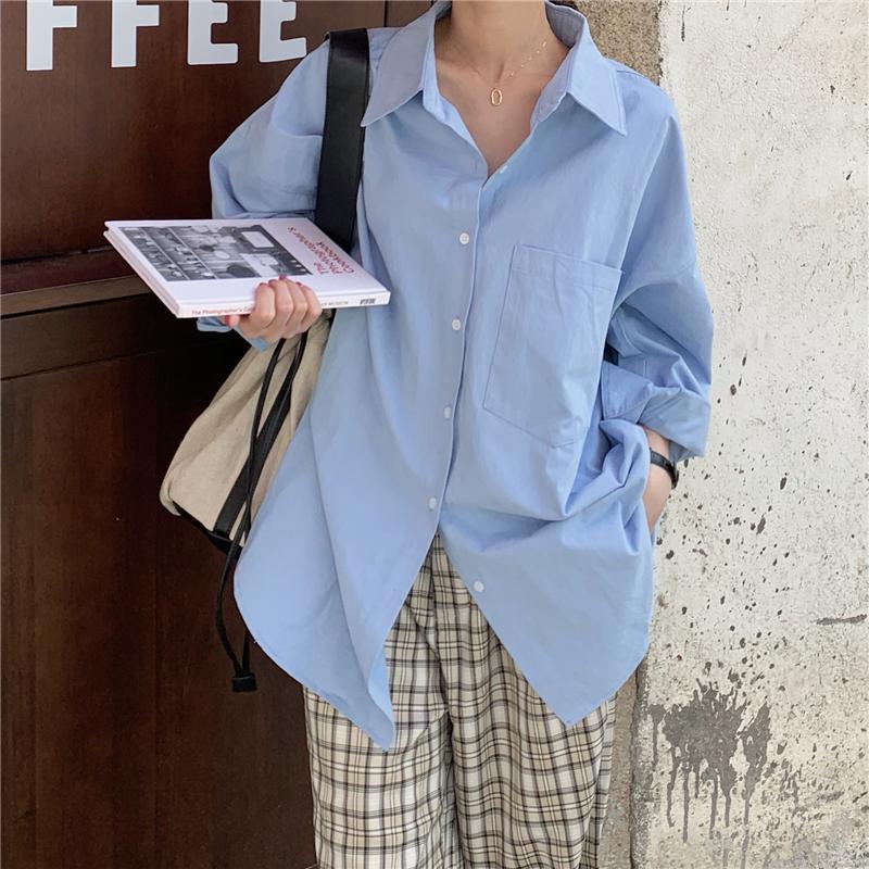 

Women's Blouses & Shirts HziriP 2022 Outwear Loose Sunscreen Casual Streetwear Brief Chic Femme OL Summer Full Sleeves Solid Minimalist Eleg, Pink