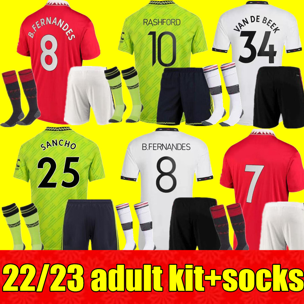 

New 22 23 adult Man kit soccer jersey 2022 2023 SANCHO CAVANI UTD ERIKSON VAN DE BEEK MANCHESTER B. FERNANDES RASHFORD LINGARD football shirt, Home+socks