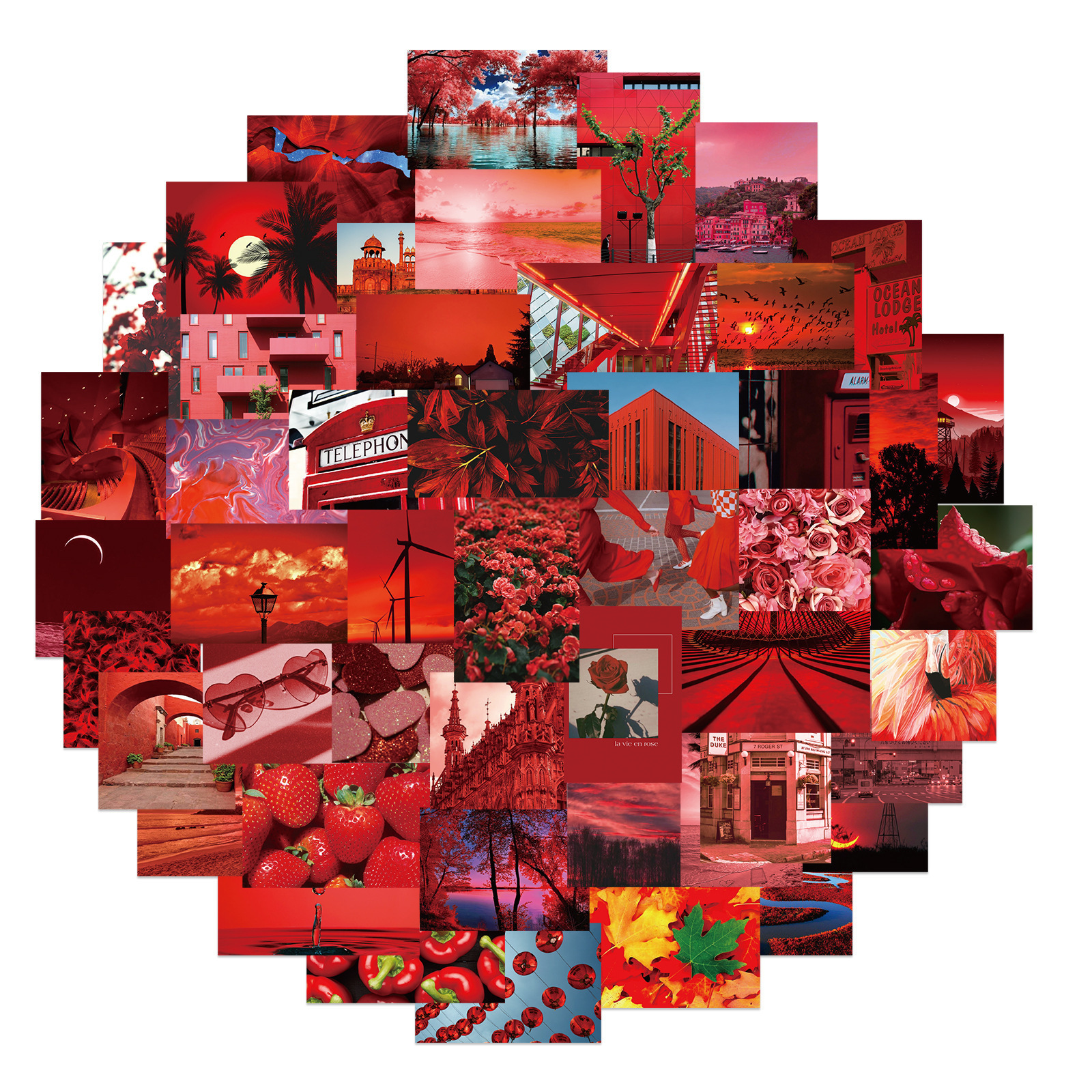 

New Sexy 54PCS Red Landscape Drawing Graffiti Sticker Wall Sticker Guitar Luggage Laptop Skateboard Waterproof Classic Decal Sticker Toy