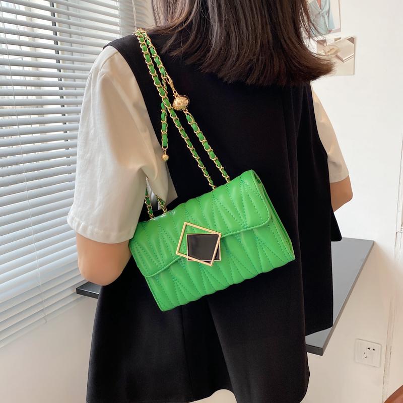 

Evening Bags Green Pu Leather Chain Mini Crossbody Shoulder Bag For Women 2022 Fashion Casual Lady Purses And Handbag High Quality, Beige