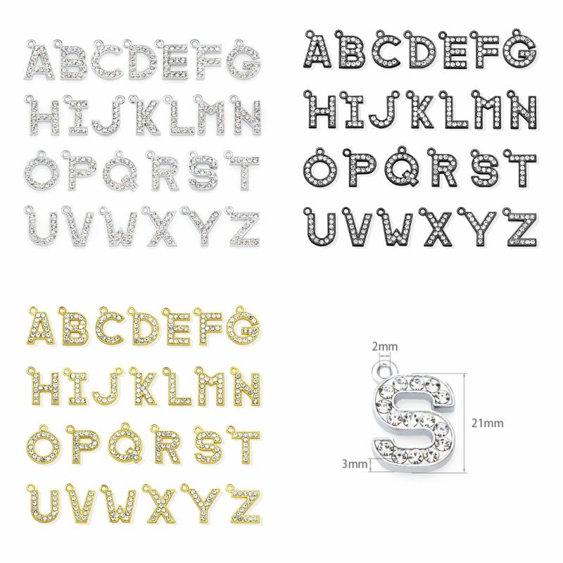 

Pendant Necklaces 21mm Dangle Charms Rhinestone Hang Letter Choker Chain Necklace Alphabet A-Z Jewelry Making DIY Pet Collar Women Gift