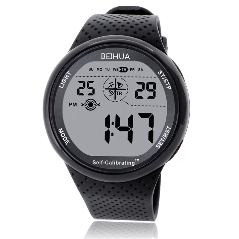 

Wristwatches BEIHUA Men Sports Watch Digital Self Calibrating Internet Time Waterproof 100m Multifunctional Swim Diver Student Outdoor, As pic