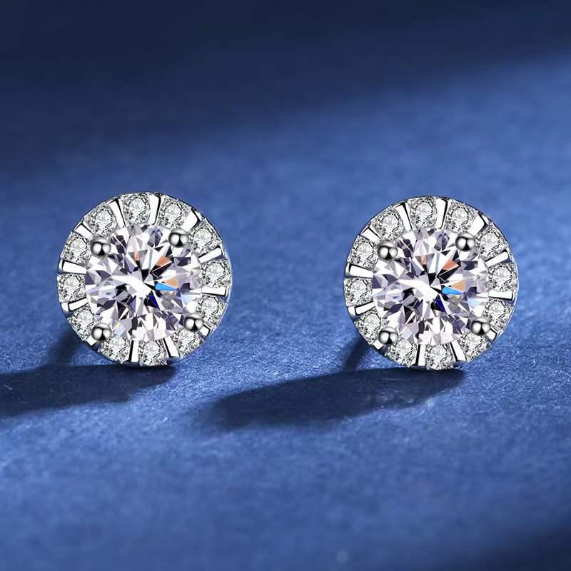 

Stud Trendy S925 Silver D Color 0.5ct Round Moissanite Earrings Women Fine Jewelry Gra VVS Diamond GiftStud