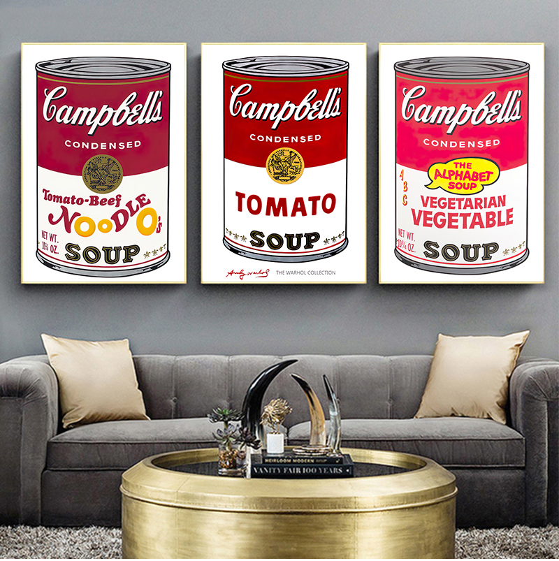 

Wall Art Poster Canvas Painting Andy Warhol zuppa di pomodoro arte astratta immagine decorativa immagini murali per soggiorno decorazioni per la casa