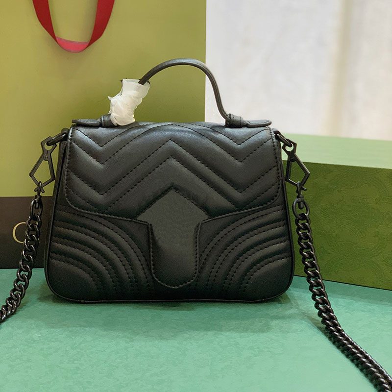 

Marmont mini top handle bag all black Women Shoulder Bags Size 21X15.5X8cm model 702563