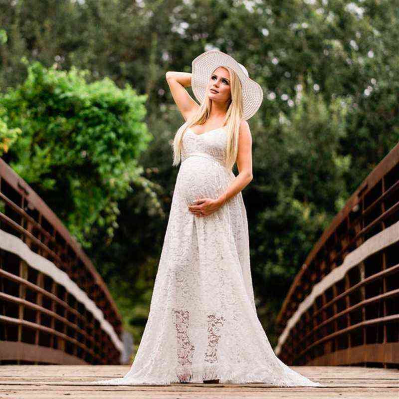 

Lace Backless Maternity Photography Dress For Baby Shower Party Evening Pregnancy Maxi Gown White Pregnant Women Photoshoot Prop G220418, Wine red