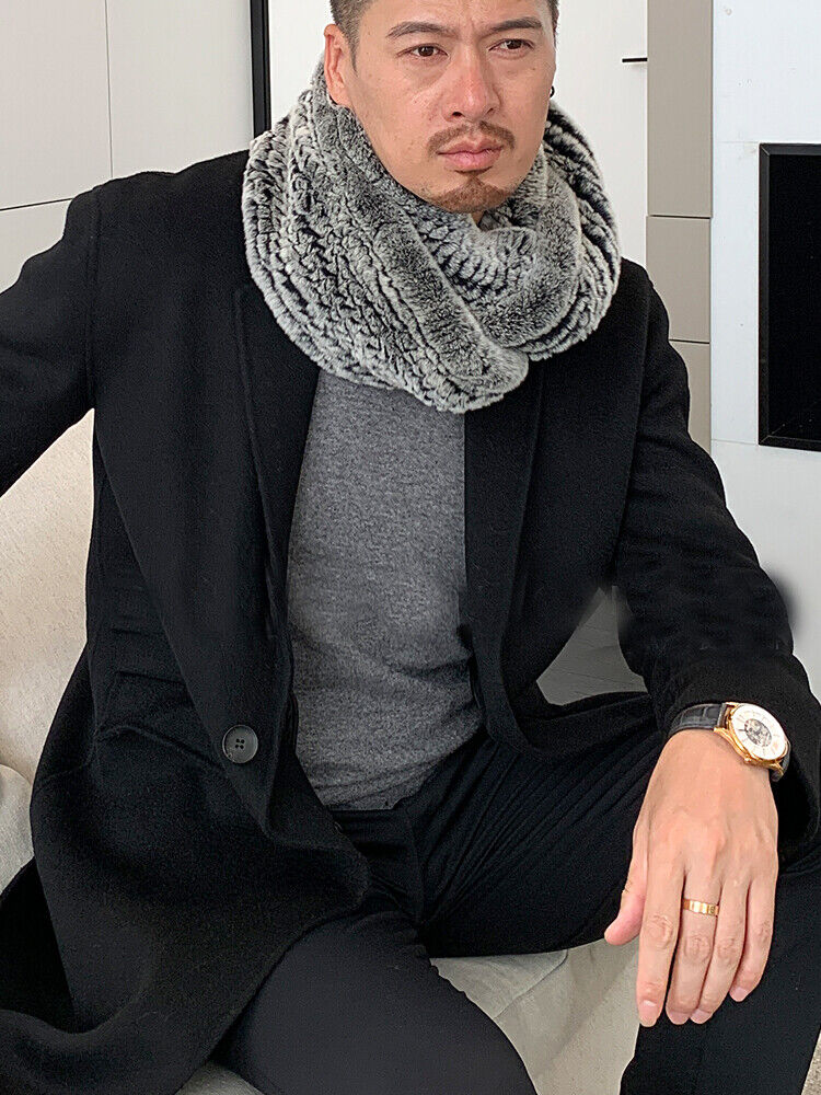 

Real Rex Rabbit Fur Shawl Scarf Men Women Winter Warm Gift Soft and Comfortable