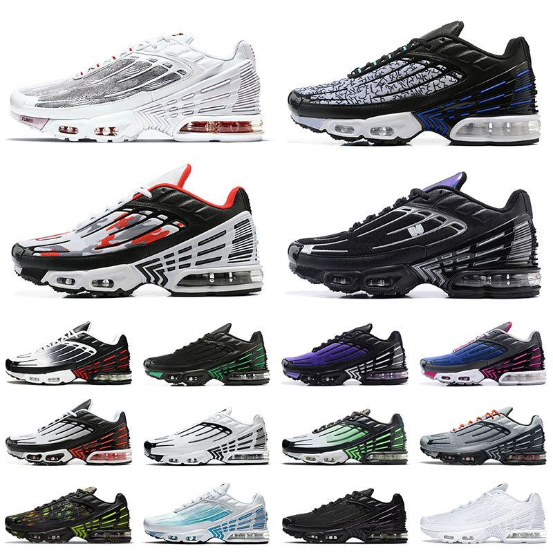 Tn Tns Hommes Baskets Plus 3 Chaussures De Course Baskets Laser Bleu Topographie Pack Violet Nébuleuse Fantôme Vert Os Noir Blanc Obsidienne Femm