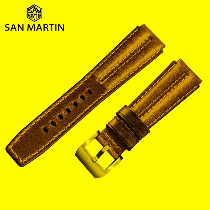 

Watch Bands San Martin Parts Leather Strap 22mm TUNA 003 Accessories Stainless Steel BuckleWatch