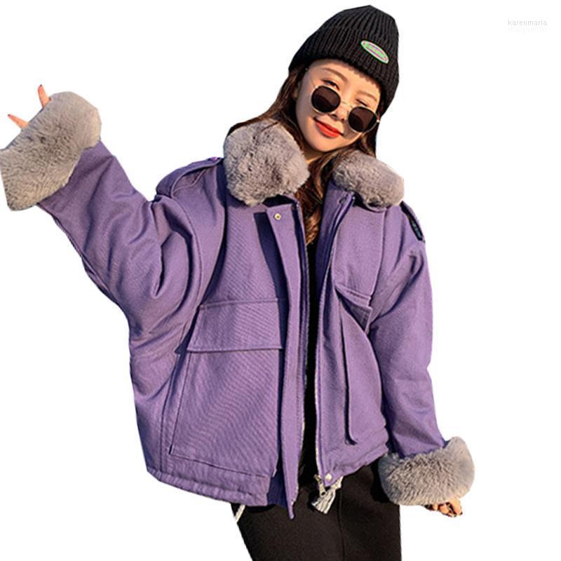 

Women's Down & Parkas Winter Jacket Women Big Fur Collar Ins Wind Cute Little Brief Students Velvet Thick Clothes Coat 2023 Kare22, Khaki