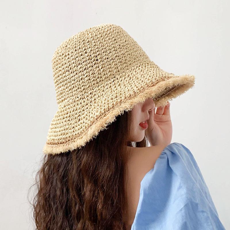 

Wide Brim Hats Women Visors Foldable Female Summer Sun Hat 2022 Womens Straw Chinese Panamas UV Protection Bucket Beach, Mz2063-beige