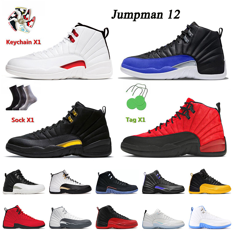 Avec des chaussettes Jumpman 12 Chaussures de basket Twist Hyper Royal Black Taxi Reverse Flu Game Utility Low Easter Dark Concord University Gol