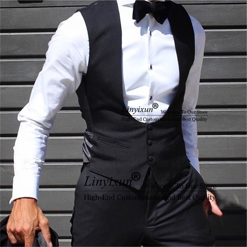 

Men' Suits Blazers Elegant Black Men Vest for Wedding Groom Tuxedo Slim Fit Waistcoat Solid Color Blazer Masculino Custom Made 220826, Navy blue