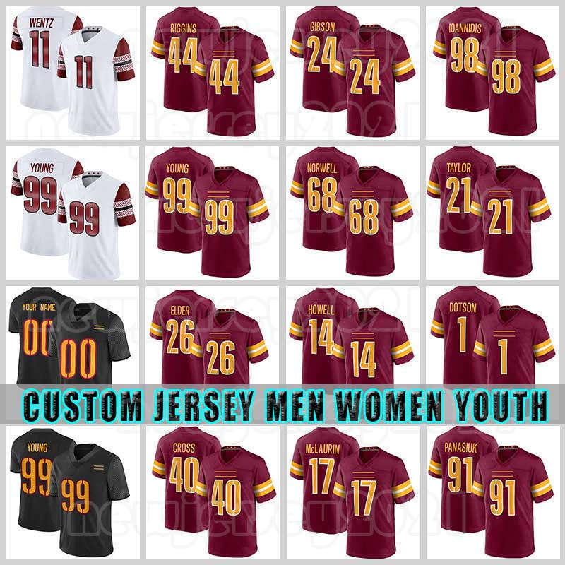 

99 Chase Young Terry McLaurin Jahan Dotson Football Jerseys Carson Wentz Washingtons Jonathan Allen Commanders Sean Taylor Antonio Gibson Sam Howell Curtis Samuel, Custom women(h p)