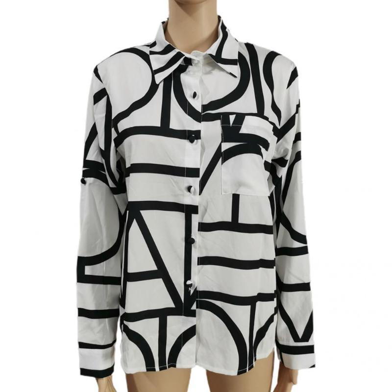 

Women' Blouses & Shirts Office Top Loose Casual Shirt Single Breasted Fashionable Print, Orange