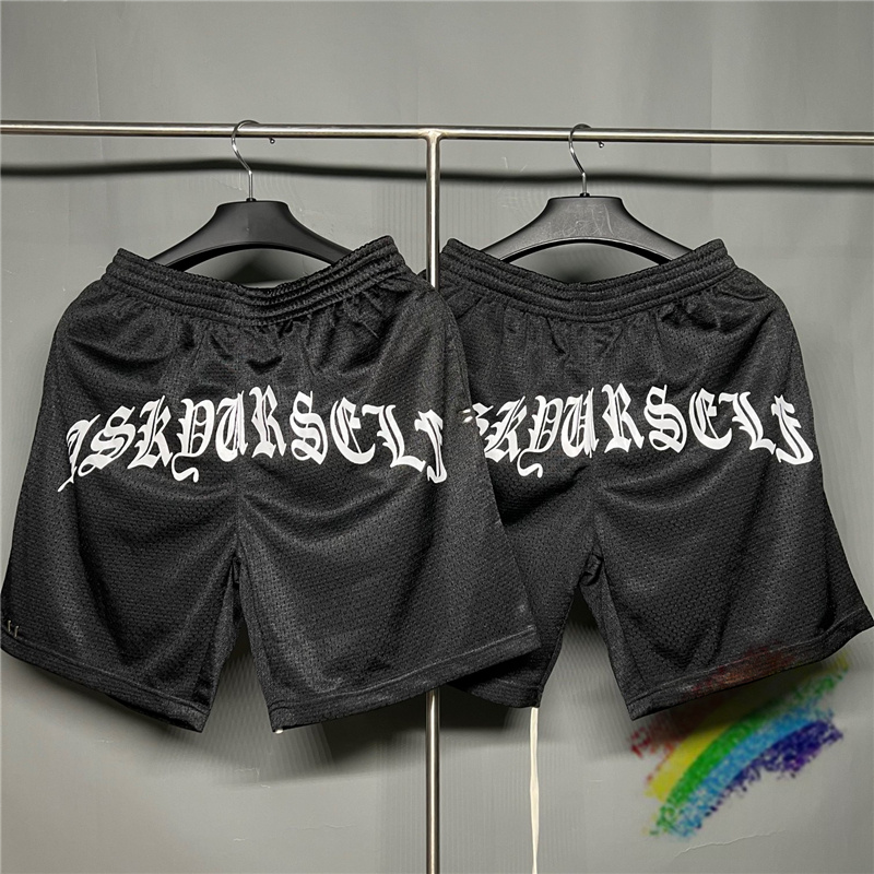

2022ss Shorts Men Women Mesh 1 Top Shorts Graphic Breathable High Street Breeches, Black