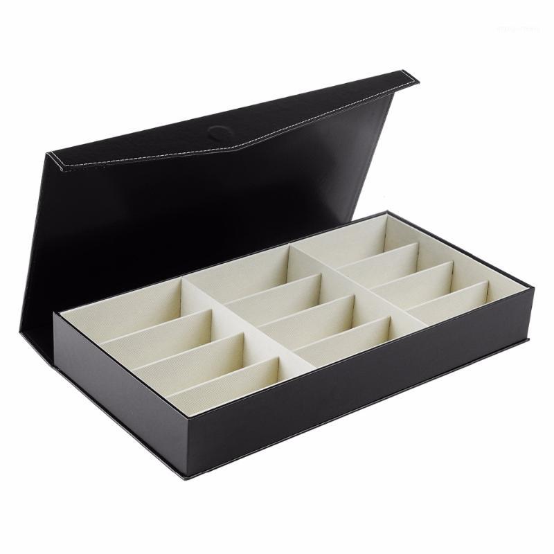 

Grids Watch Box Black Carbon Fibe Cases R Outer PU Leather Inside Pillow Storage Organizer Wristwatch Holder