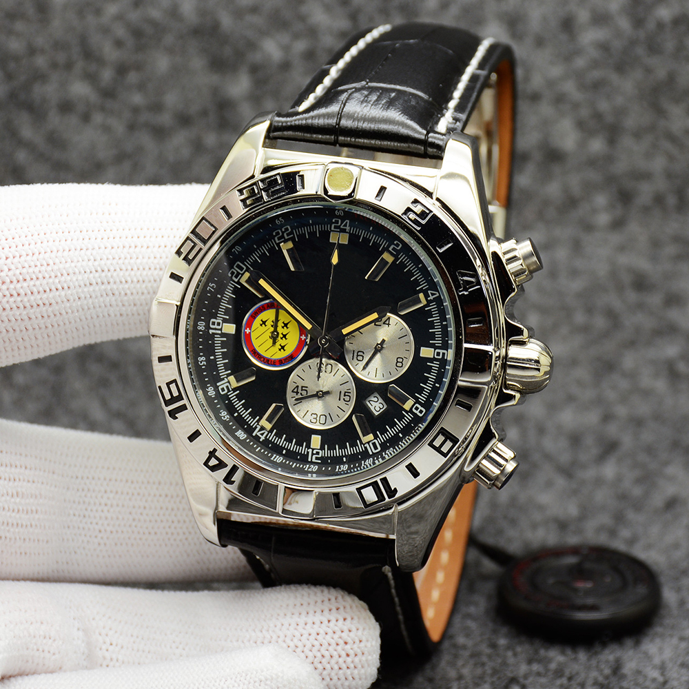 

Chronomat Patrouille Air Watch Quality Navitimer Chronograph Battery Movement Quartz Black Dial 50TH ANNIVERSARY Men Watch Stainsteel Steel Mens Wristwatches