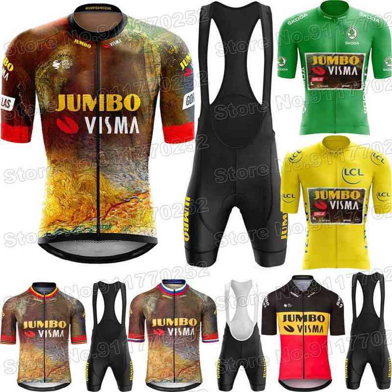 2023 Custom Jumbo VIsma Vêtements de cyclisme France Maillot de cyclisme Ensembles pour hommes Belgique Slovénie Chemises de vélo de route Costum