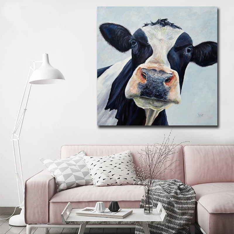 

Modern Cute Cow Canvas Painting Posters and Prints Wall Art Abstract Pictures for Living Room and Bedroom Decoration Cuadros