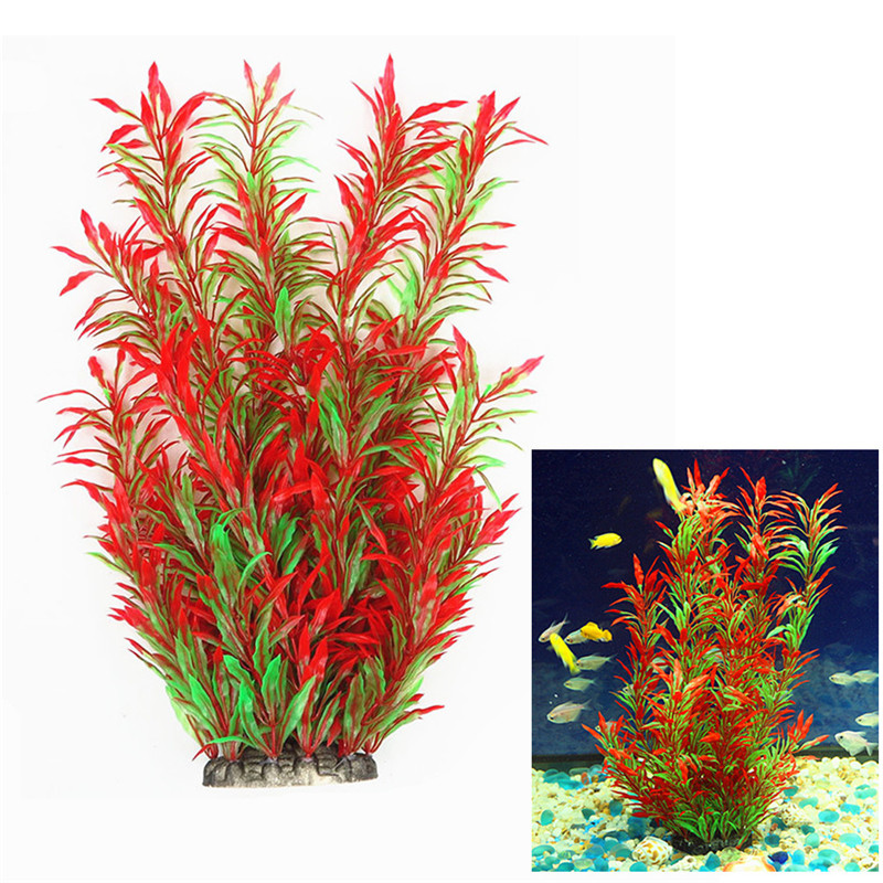 

Wholesale Red / Green 38cm High Artificial Plants Aquarium Decoration Landscape Ornament Plastic Grass Water Plant Fish Tank Decor