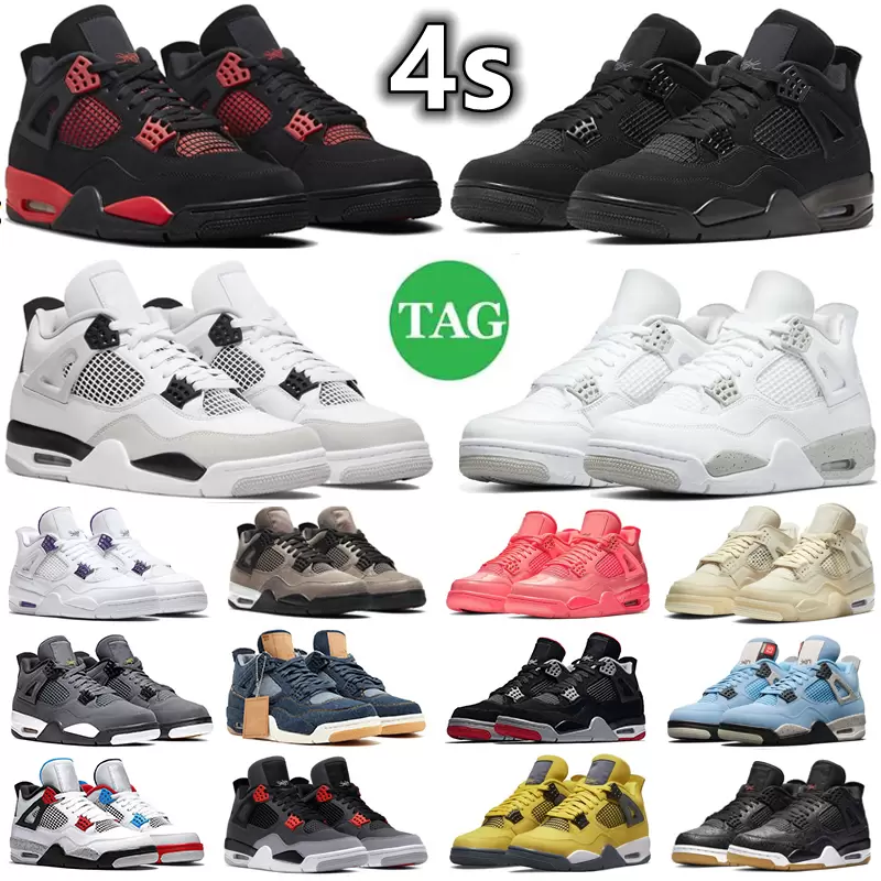 

men women basketball shoes jumpman 4 4s Sneaker Military Black Cat Fire Red Red Thunder Sail White Oreo Pure Money Dark Mocha University Bred mens sneakers, 25