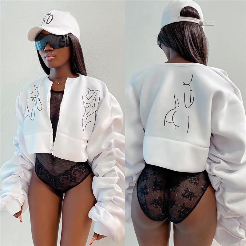 

Women' Jackets White O Neck Long Sleeve Bro Sexy Tight Club Party Lady Fashion Top High Street T Shirt