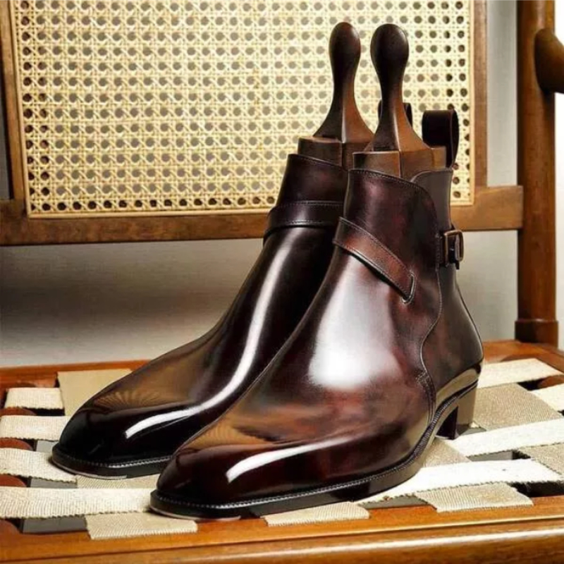 

New Martin Boots Men Boots PU Solid Color Classic Fashion Business Casual Street Party Yuppie Buckle Elegant Ankle CP032, Clear