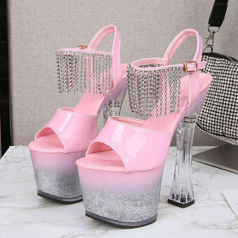 

Crystal Show Stripper Thick Heels Clear Shoes Women 2022 Platforms Pink Red Black Sandals Female Transparent Sexy Shoes X0021 Y220409, Ladies sexy shoes