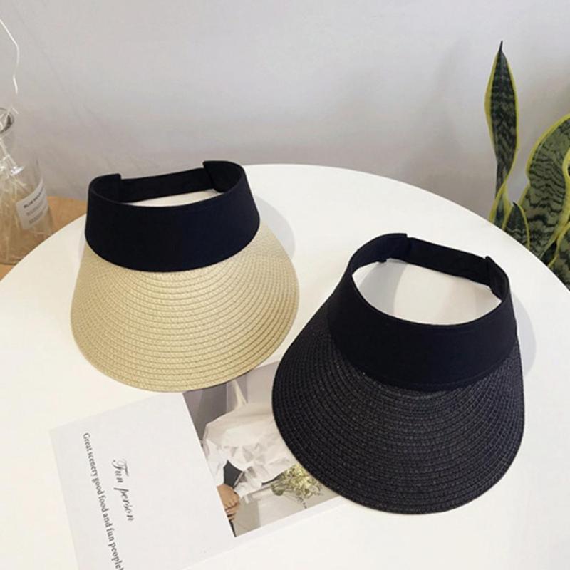 

Visors Fabulous Women Straw Hat Portable Anti-deformed Fasten Tape HatVisors, Black