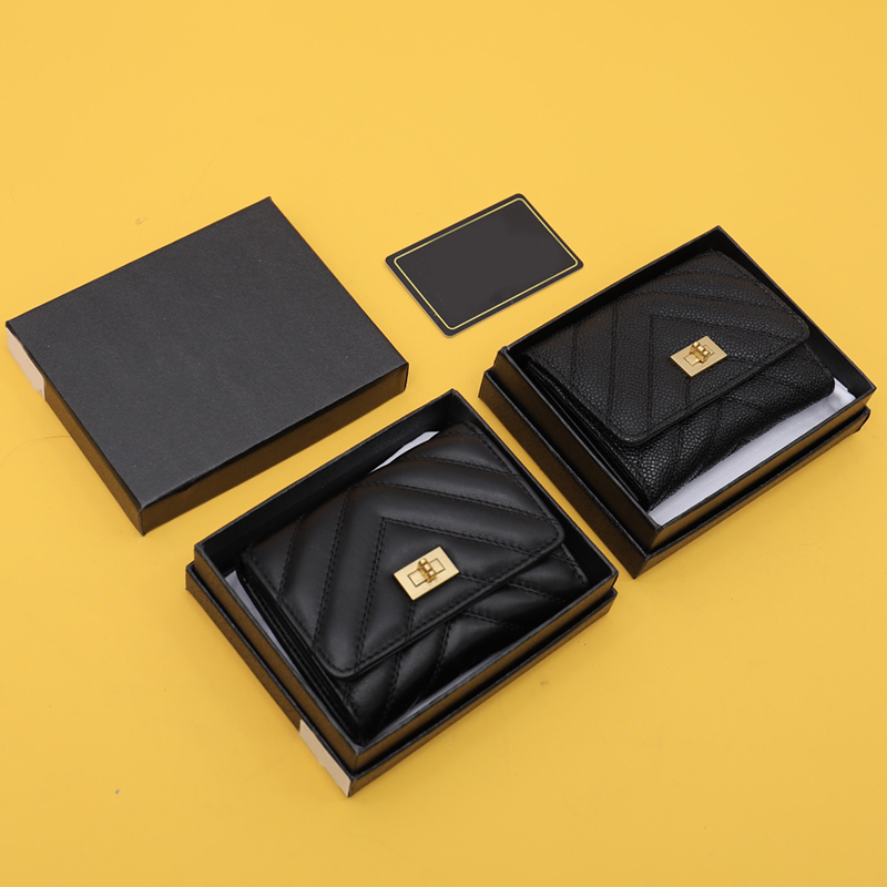 

2022 Top Layer Leather Buckle Zipper Short Wallet Ladies Luxury Niche Charm Fashion Wallet Card Holder, Black1