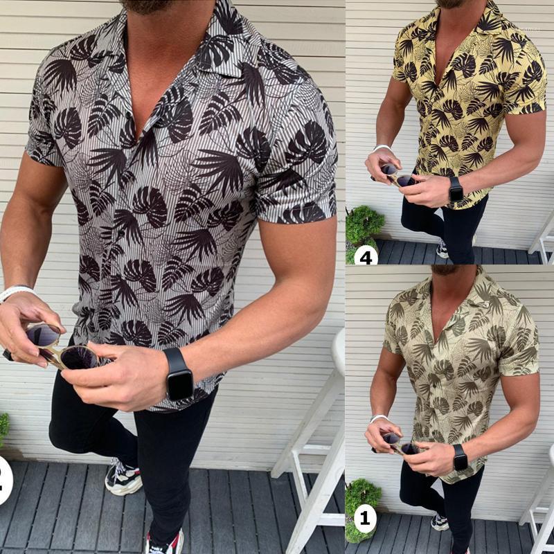 

Men's Colorful Summer Short Shirt Loose Buttons Casual 2022 Fashion Print Beach Hawaiian Shirts, Grey