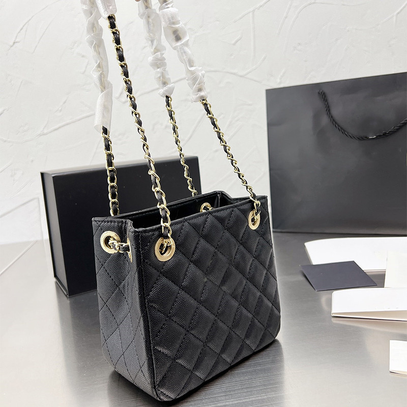 

New Fashion Lychee Leather Bucket Bags High Quality Chain Ladies Hardware Luxury Bag Vintage French Designer Handbag Classic Quilted Crossbody Handbag Tote Wallet, White