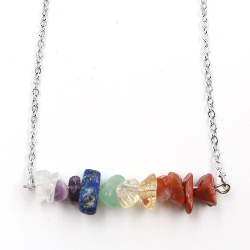 

Pendant Necklaces 12Pieces Reiki Healing Natural Crystal Necklace Irregular Gravel Chips Stone Amethysts Amazonite Lapis Lazuli Quartz