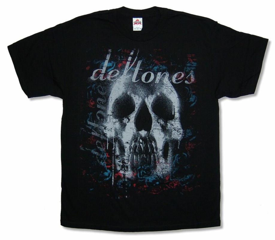 

Men's T-Shirts Deftones Skull Black T Shirt Official Band MerchMen's, 0300162-red