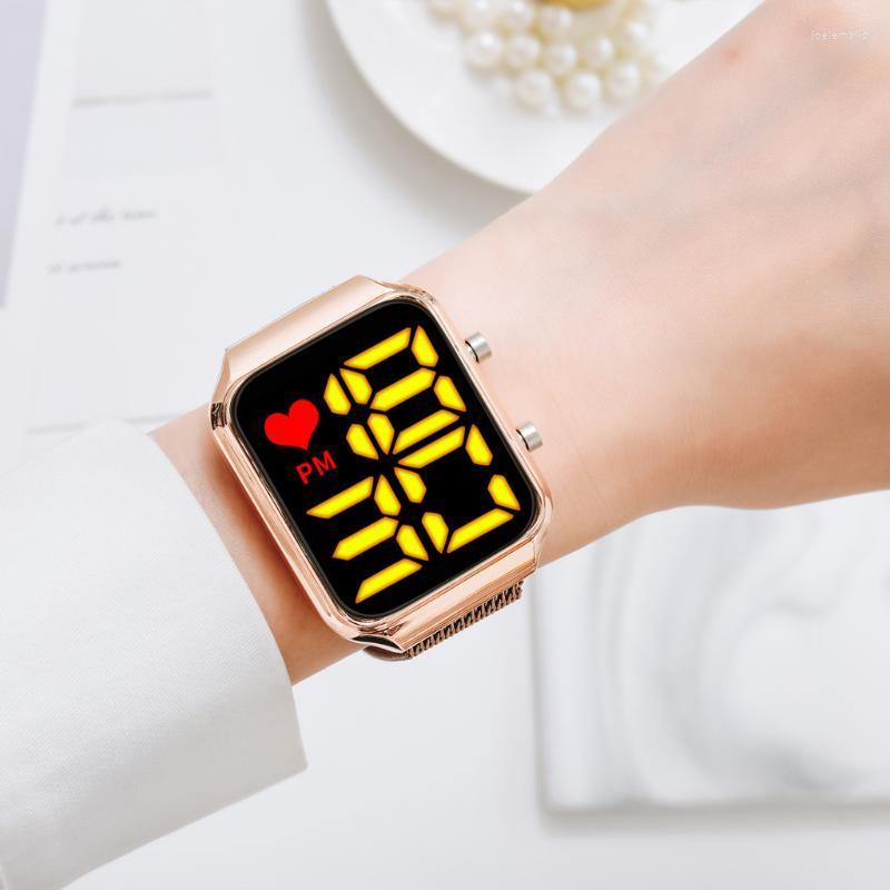 

Wristwatches Orologio Donna 2022 Female Student Fashion Electronic Sports Watch Ladies Alloy Strap Magnet Buckle Woman WatchWristwatches, Silver