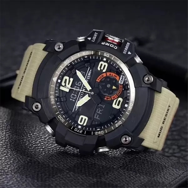 

Iced Out Watch Sports Quartz Digital Men's Watch GG1000 Waterproof World Time LED Automatic Hand Raise Light Oak Series