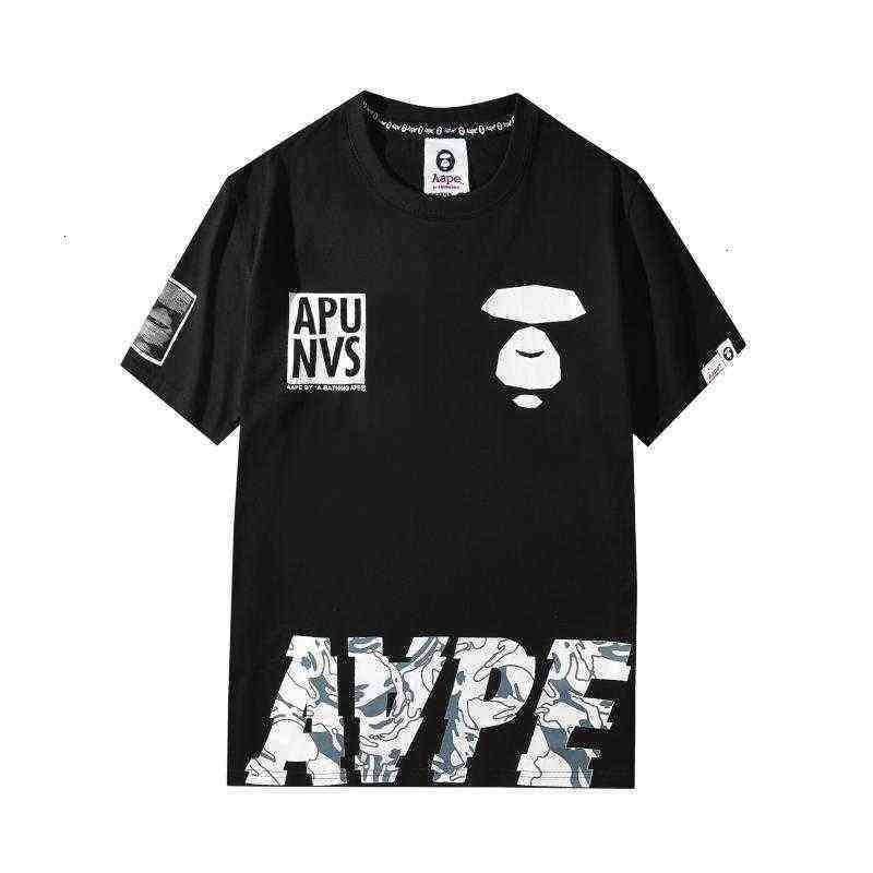 

Men's T-Shirts Amoi Tide Brand Short-sleeved T-shirt Aape Ape Head Classic Camouflage Letters For Men And Women, White