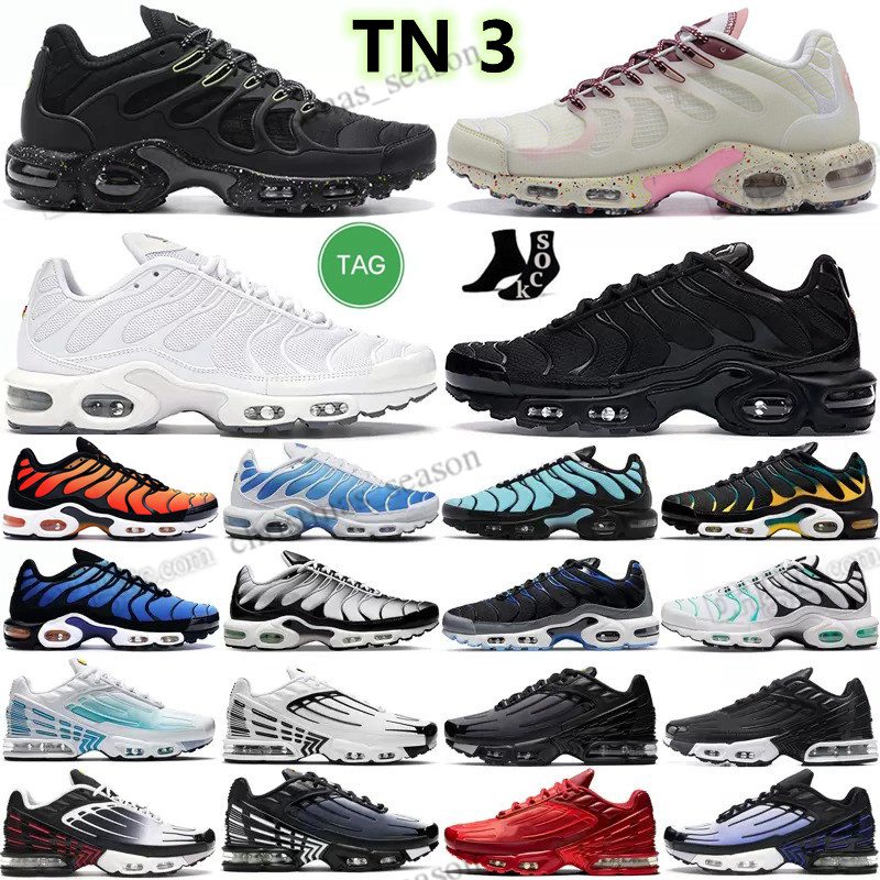 

With logo tn plus 3 running shoes mens women tns terrascape triple white black Laser Blue Volt Glow Oreo womens Breathable trainers outdoor sports sneakers 36-46, I need look other product