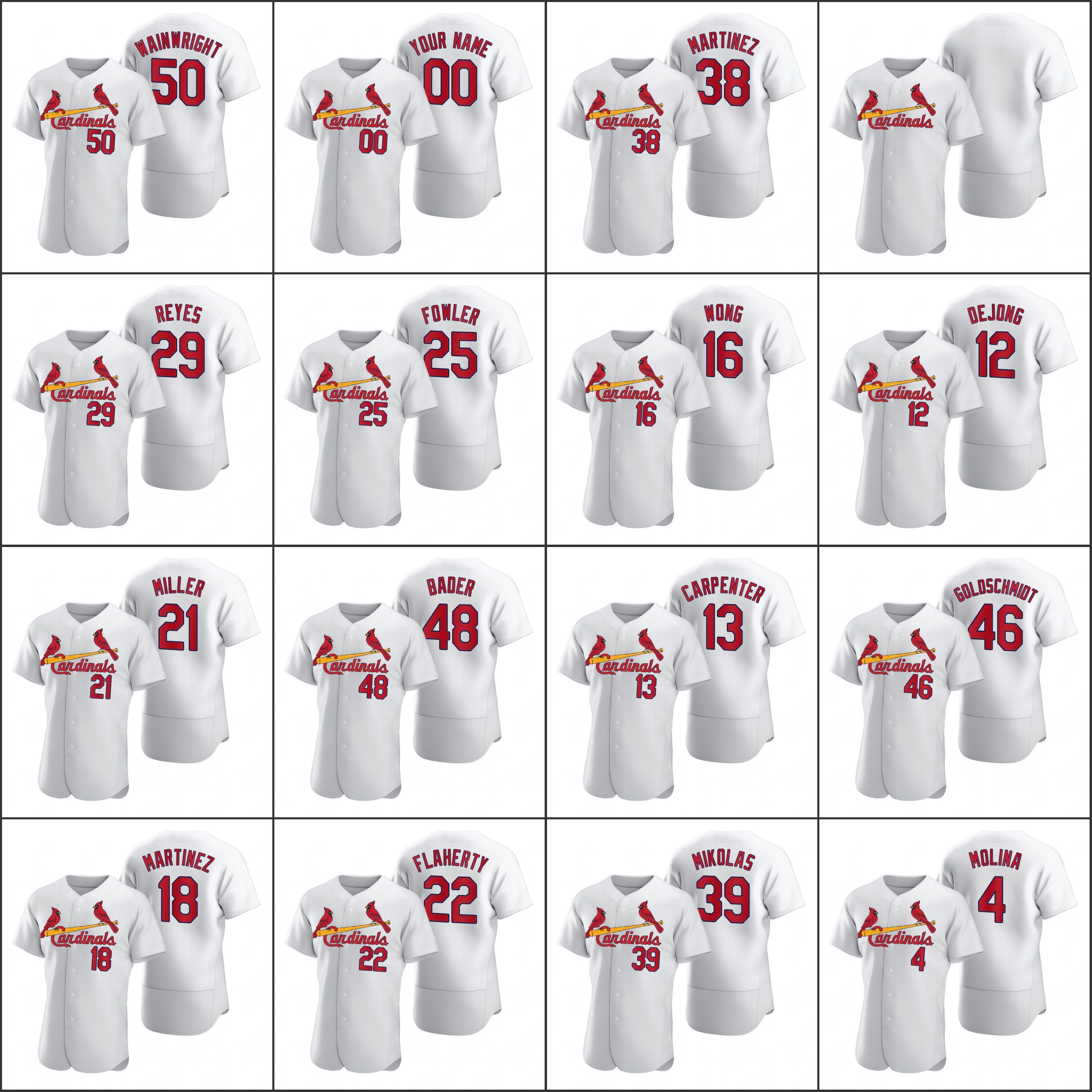 

St. Louis''Hot''Cardinals Men Women Youth #4 Yadier Molina 46 Paul Goldschmidt 13 Matt Carpenter 50 Adam Wainwright Custom White Jersey