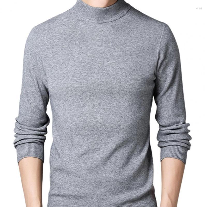 

Men's Soft Simple Half-high Collar Base Knitted Anti-shrink Slim Warm Pullovers Lady Sweater Spring AutumnMen's, Camel