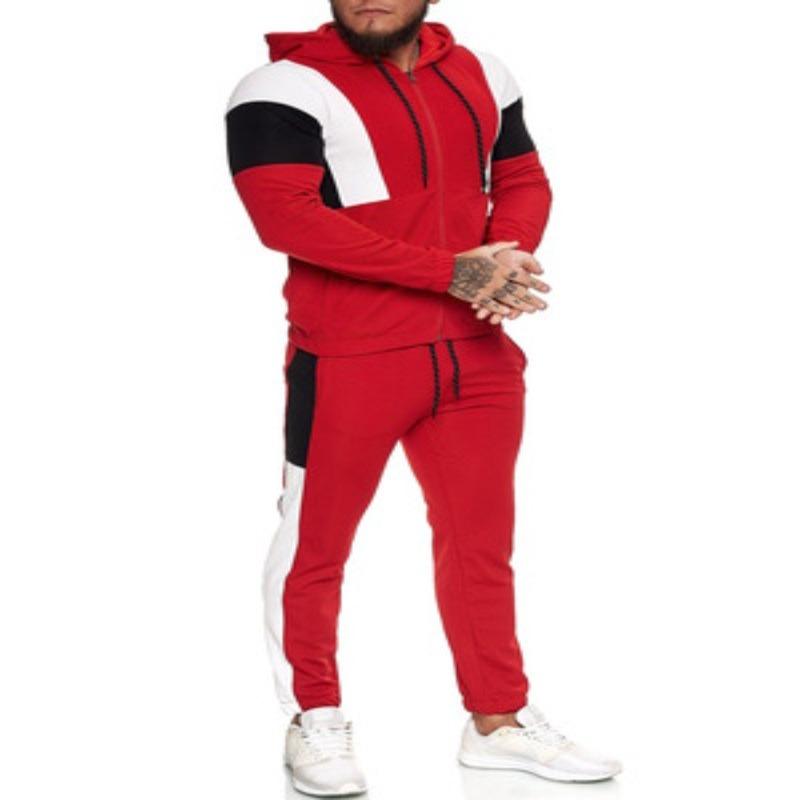 

Men's Tracksuits ZOGAA Sets Men Autumn Winter Casual Color Matching Sweatsuits Pants Slim Fit Two-piece Suit Plus Size Male, Gray