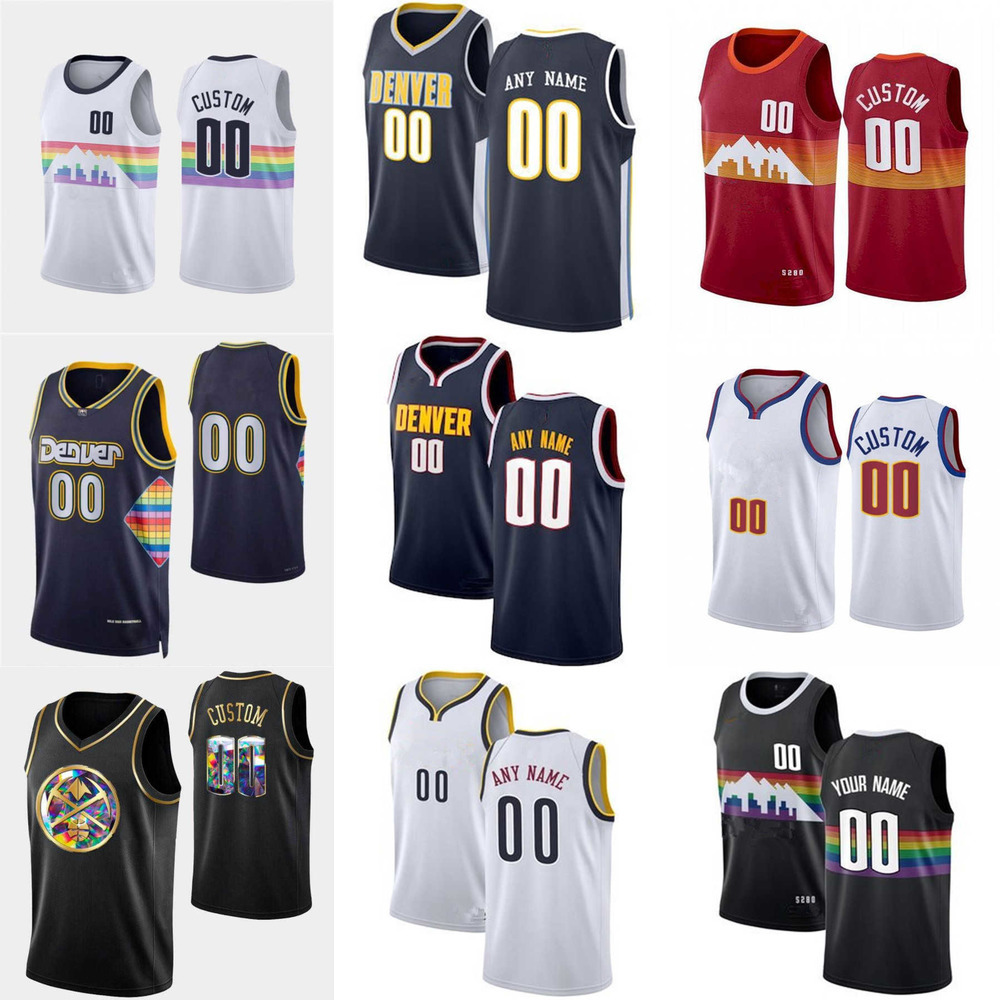 

75th Custom Mens Womens Youth Denver''Nuggets''Allen 3 Iverson Petr 21 Cornelie Alex 2 English Dikembe 55 Mutombo Basketball Jerseys, Color
