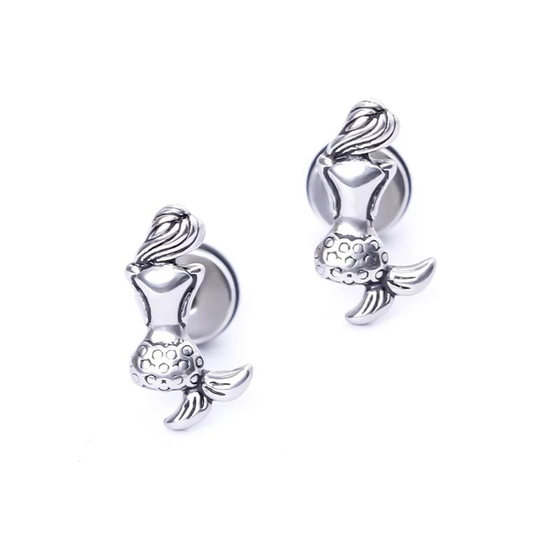 

Stud Lovely Mermaid Earrings Stainless Steel Body Piercing Jewelry Earring For Women Girls