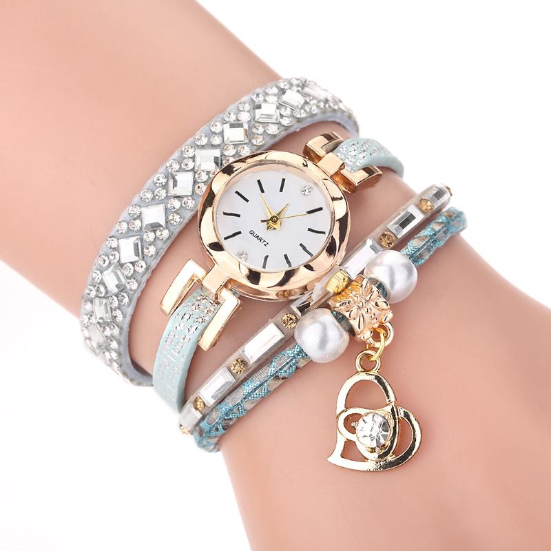 

Wristwatches Women Bracelet Watch Pu Leather Rhinestone Analog Quartz Wrist, Brown