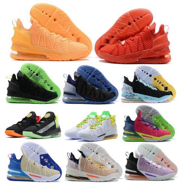

Lebrons 18 Mens Basketball Shoes Sneakers GOAT Vision Dunkman Melon Tint Los Angeles By Night Day Black Crimson Volt Chaussures Trainers, White