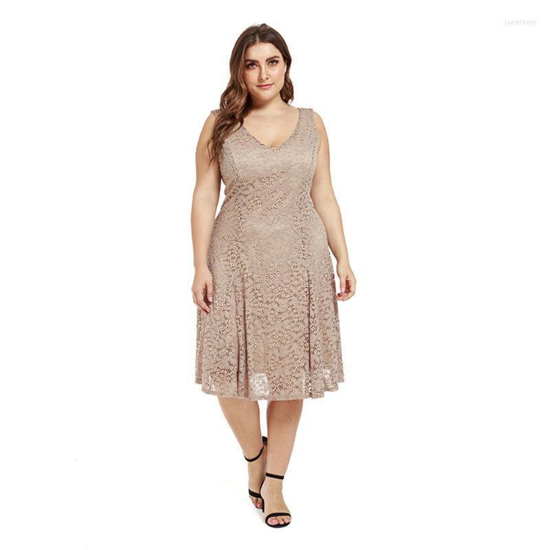 

Plus Size Dresses Larg Sundresses For Women Summer European Clothes Beach Causal Short Mini Skirt Oversized Elegant Whole Lace Grey Jona22
